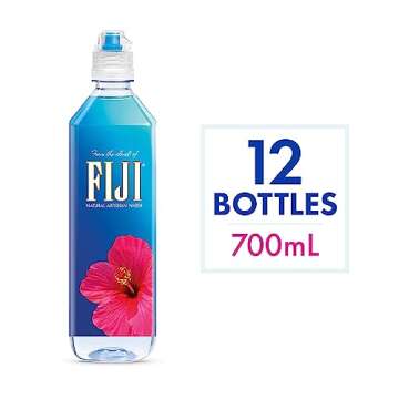 FIJI Natural Artesian Bottled Water 700mL / 23.7 Fl Ounce (Pack of 12) - Sports Cap - 100% Natural Electrolytes