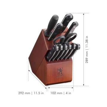 HENCKELS Solution Razor-Sharp 12-pc Knife Set, Chef Knife, Bread Knife, Steak Knife, German Engineered Informed by 100+ Years of Mastery,Walnut