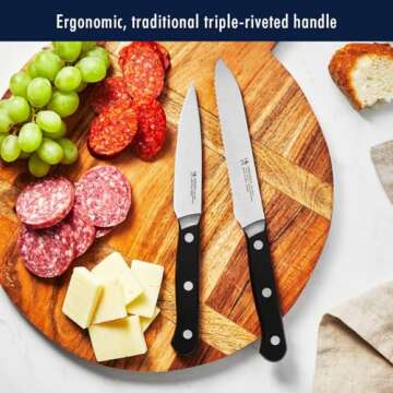 HENCKELS Solution Razor-Sharp 12-pc Knife Set, Chef Knife, Bread Knife, Steak Knife, German Engineered Informed by 100+ Years of Mastery,Walnut