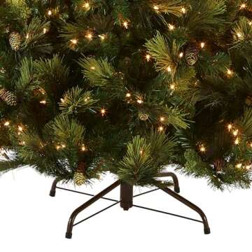 National Tree Company Carolina Pine 7.5 Foot Artificial Holiday Prelit Christmas Tree w/750 Clear Lights, Pinecones, 1399 Branch Tips and Metal Stand