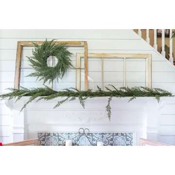 Vita Domi 72" Faux Cedar Garland Realistic, 6ft Cedar Christmas Garland for Mantle, Norfolk Pine Garland, Garlands for Decoration Christmas, Cedar Garland Artificial Realistic, Garland for Stairs