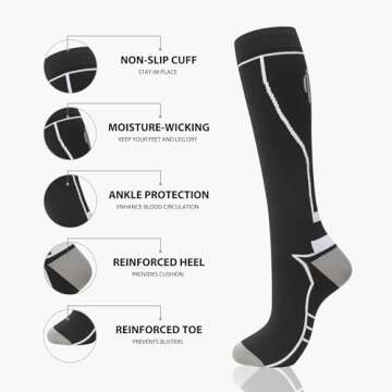 hello momoya Compression Socks for Women Men Circulation Knee High 8 Pairs for Nurses, Running, Travel, Athletic