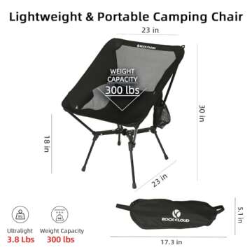 ROCK CLOUD Portable Camping Chair Lightweight Folding Chairs Outdoor for Camp Hiking Backpacking Lawn Beach Sports