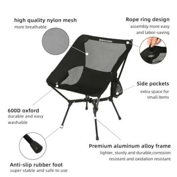 ROCK CLOUD Portable Camping Chair Lightweight Folding Chairs Outdoor for Camp Hiking Backpacking Lawn Beach Sports