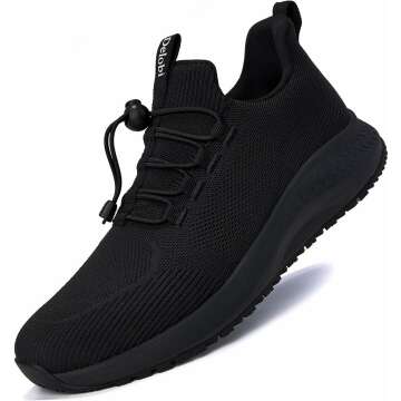 Non Slip Shoes for Men Food Service, Waterproof Work Shoes Restaurant,Slip On Resistant Sneakers, Breathable, Lightweight Walking Shoes for Kitchen and Restaurant Work Black