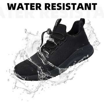 Non Slip Shoes for Men Food Service, Waterproof Work Shoes Restaurant,Slip On Resistant Sneakers, Breathable, Lightweight Walking Shoes for Kitchen and Restaurant Work Black