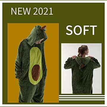 COSUSKET Snug Fit Adult Avocado Oneise Pajamas, Halloween Sherpa Women's Cosplay One Piece Animal Costume