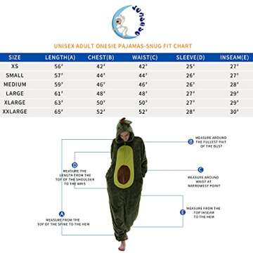 COSUSKET Snug Fit Adult Avocado Oneise Pajamas, Halloween Sherpa Women's Cosplay One Piece Animal Costume