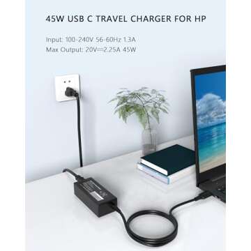 45W USB C Chromebook Charger for HP, Lenovo, Dell, Acer, Asus, Samsung, Google Light Laptop Charger for Students and Business Type C Universal Power Supply Adapter Cord