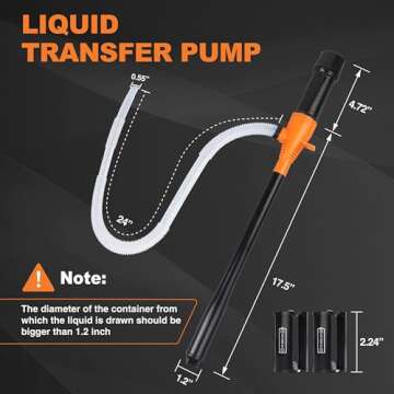 Jecatiy Portable Power Battery Pump, Portable Fuel Transfer Pump Battery Operated Electric Siphon Pump for Gas, Fuel, Diesel, Water Transfer 2.2 GPM Flow Oil Extractor -Gas Siphon Pump (Orange)