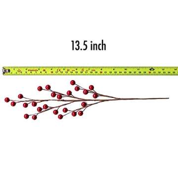 WangLaap 12 Pcs Artificial Red Berries Stems 13.5" Waterproof Berry Branches for Home Holiday Wedding DIY Crafts Decor