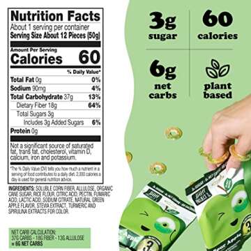 Project 7 Low Sugar Sour Apple Rings – Keto Candy & Vegan Candy with 3g Sugar & 6g Net Carbs – Low Calorie Snacks for Kids and Adults – Vegan Gummy Candy with no Sugar Alcohols, (8 Pack)