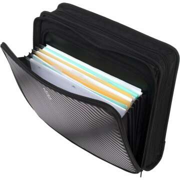 Five Star Zipper Binder with 6 Pocket File - Black