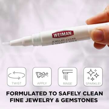 Weiman Jewelry Cleaner & Sparkle Stick - Portable, On-The-Go Cleaning for Diamond Engagement Rings, Wedding Rings, Gemstones, Necklaces, Earrings, Bracelets