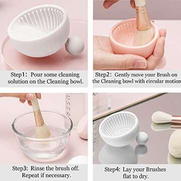 Pubcontti Makeup Brush Cleaner Mat，Silicone Make Up Cleaning Brush Scrubber bowl Portable Washing Tool Cosmetic Brush Cleaners for Gir，Easy Clean