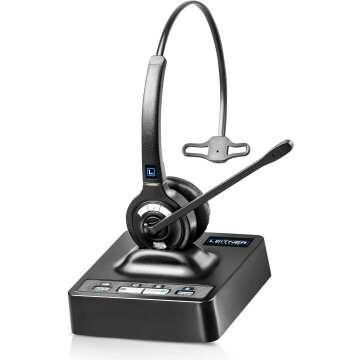 Leitner LH270 2-in-1 Wireless Headset with Mic for Work – Computer and Telephone Headset – Phone Headsets for Office Phones – Teams Headset – 5 Year Warranty – Single-Ear