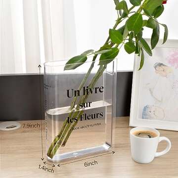 Homee Acrylic Book Vase,Clear Flower Vase for Room Decor Aesthetic,Unique Vases Gifts for Women,Artistic and Cultural Flavor Wedding Office Living Room Home Decor,Home Essential Haves for Book Lovers