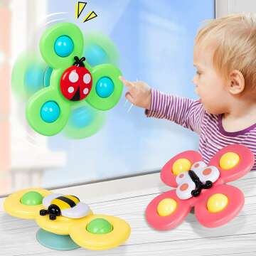 NARRIO Travel Toys for 1 Year Old – Suction Cup Spinner