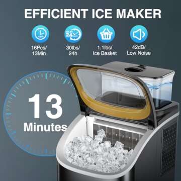 COWSAR Portable Ice Maker - 30LBS/24H, Fast Ice Production, Self-Cleaning, Modern Design