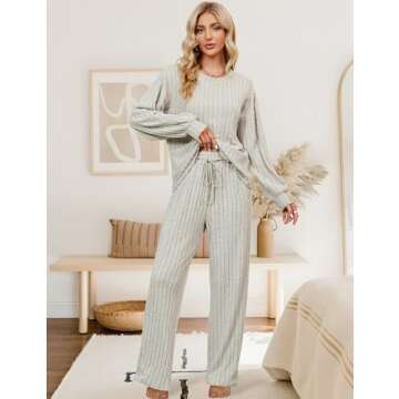 Women’s Pajama Set with Pockets - Cozy Fall Sleepwear