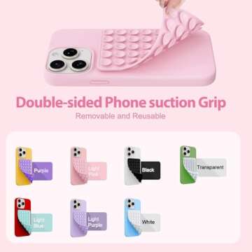 Silicone Octo Cup Buddy Sticky Grip Holder for Cellphone, Silicone Suction Cup Phone Case Mount Double Sided, Hands-Free Phone Accessories Strong Grip Holder for Selfie and Video 2 Pack (Light Pink)