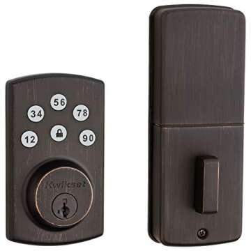 Kwikset Powerbolt 907 Keyless Entry Deadbolt Electronic Door Lock, 6 Button Keypad, Auto Locking, with Keyed Pick Resistant SmartKey Re-Key Security Technology, Venetian Bronze