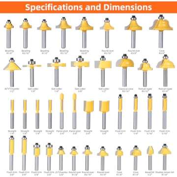 8milelake 100 Pieces Router Bits Set 1/4 Inch Shank, Tungsten Carbide Wood Router Bits Set for Woodworking