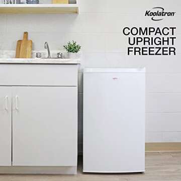 Koolatron Compact Upright Freezer 3.1 cu ft Small Upright Freezer Mini Freezer Stand Up Freezer Space-Saving Deep Freezer Small Freezer Upright Ideal for Apartment Condo Cottage