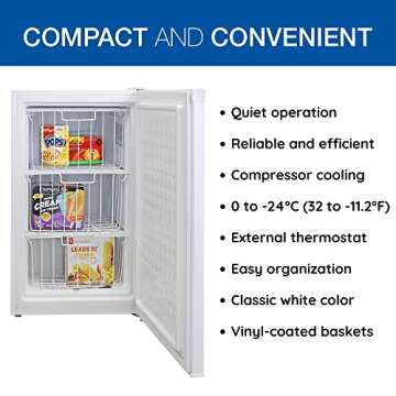 Koolatron Compact Upright Freezer 3.1 cu ft Small Upright Freezer Mini Freezer Stand Up Freezer Space-Saving Deep Freezer Small Freezer Upright Ideal for Apartment Condo Cottage