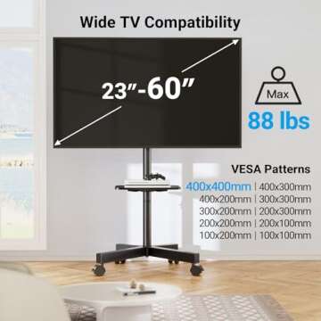 PERLESMITH Mobile TV Stand for 23-60" TVs