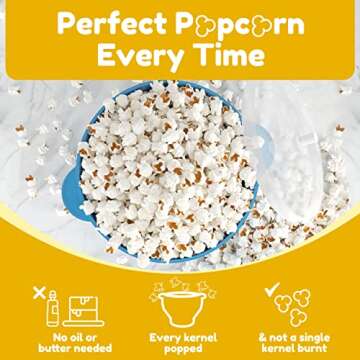 Popco Silicone Popcorn Maker - Microwave Popcorn Popper with Handles - Collapsible Bowl, Heat-Resistant, Easy to Clean, Ideal for Family Movie Nights, 15-Cup Capacity - Light Blue