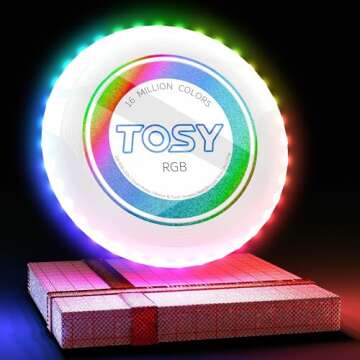 TOSY Flying Disc - 16 Million Color RGB or 36 or 360 LEDs, Extremely Bright, Smart Modes, Auto Light Up