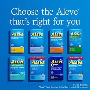 Aleve Pain Reliever & Fever Reducer Liquid Gels, Naproxen Sodium, Pain Relief, 20 Count