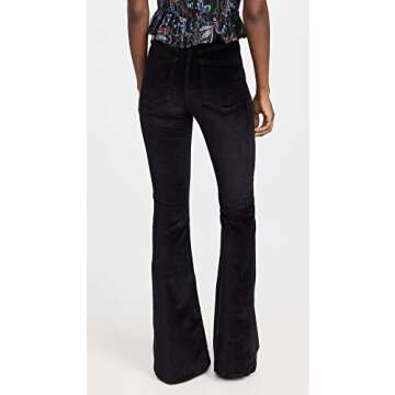 Veronica Beard Jean Women's Sheridan Velvet Bell Bottom Jeans, Black, 25