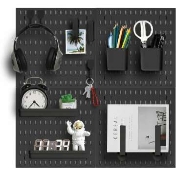 Revamp Your Space With A Versatile Pegboard Kit - Effortlessly Organize Home, Office, And Gaming Setup With Customizable Hanging Solutions (Black)