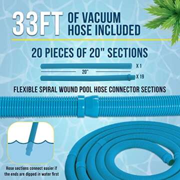 U.S. Pool Supply Octopus Professional Automatic Pool Vacuum Cleaner & Hose Set - Powerful Suction That Removes Swimming Pool Debris, Cleans Floors, Walls, Steps - Quiet Cleaning Side Climbing Sweeper