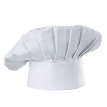 Hyzrz Chef Hat Adult Adjustable Elastic Baker Kitchen Cooking Chef Cap (White)