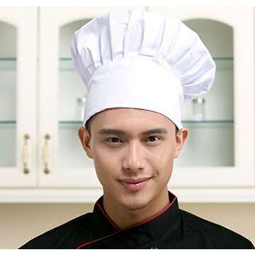 Hyzrz Chef Hat Adult Adjustable Elastic Baker Kitchen Cooking Chef Cap (White)