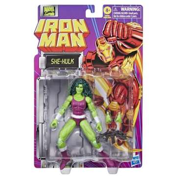 Marvel Legends Series She-Hulk, Iron Man Comics Collectible 6-Inch Action Figure, Retro-Inspired Blister Card