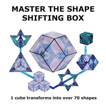 SHASHIBO Shape Shifting Box - Award-Winning, Patented Fidget Cube w/ 36 Rare Earth Magnets - Transforms Into Over 70 Shapes, Download Fun in Motion Toys Mobile App (Artist Series - Mystic Ocean)