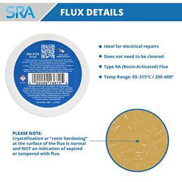 SRA Solder 135 Rosin Paste Soldering Flux For Electronics, No Clean Flux Made for Lead and Lead-Free Solder Circuit Boards and Copper Electrical Wire - Safe Clean Residues with No Goopy Mess (2oz Jar)