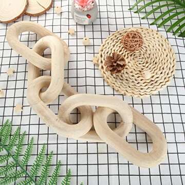 LANIAKEA Decorative Wood Chain Link, Hand Carved Wood Chain Link Decor, Modern Farmhouse Decor for Aesthetic Room Decor, Living Room Bedroom Entryway Decoration, Natural