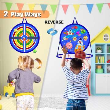 14" 2 in 1 Dart Board for Kids, Basketball Hoop for Kids Toddlers, Sports & Outdoor Play Toys, Kids Toys, Boy Toys, Birthday Gift Toys for 3 4 5 6 7 8 9 10 Year Old Boys Girls, Christmas Party Favors