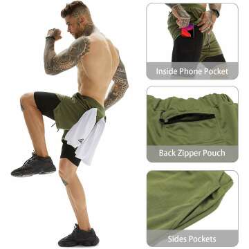 OEBLD 2-in-1 Men's Gym Shorts with Towel Loop