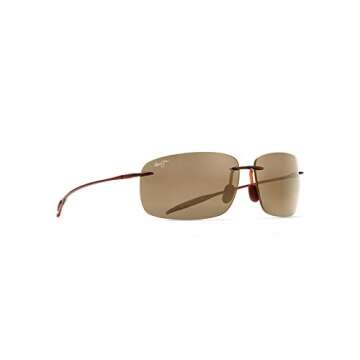 Maui Jim Men's and Women's Breakwall Polarized Rimless Sunglasses, Rootbeer/HCL® Bronze, Medium