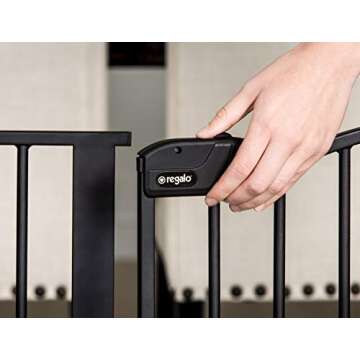 Regalo Deluxe Home Accents Widespan Safety Gate, 74.5" W x 28" H, Includes 4 Wall Mounts , Black