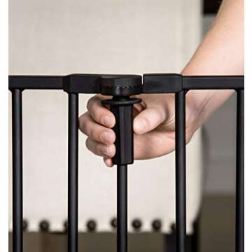 Regalo Deluxe Home Accents Widespan Safety Gate, 74.5" W x 28" H, Includes 4 Wall Mounts , Black