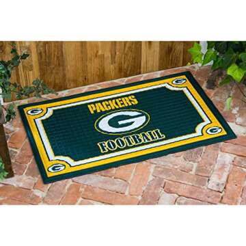 Team Sports America Evergreen NFL Green Bay Packers Embossed Door Mat - 30" W x 18" H Durable Non Slip Floormat for Football Fans