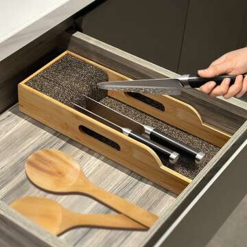 Bamboo Knife Drawer Organizer for Smart Kitchen Storage