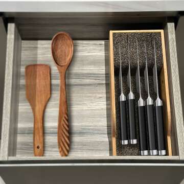 Bamboo Knife Drawer Organizer for Smart Kitchen Storage